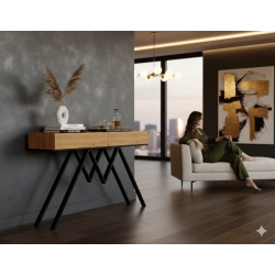 KONSOLA Z SZUFLADĄ DREWNO LITE DĄB OLCHA SKD-295